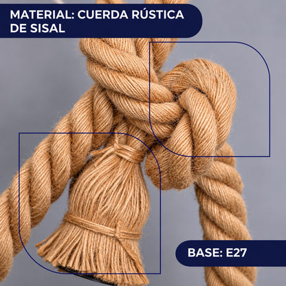 Colgante decorativo  de cuerda de sisal Vintage rústico de 1 metro ( no incluye foco )