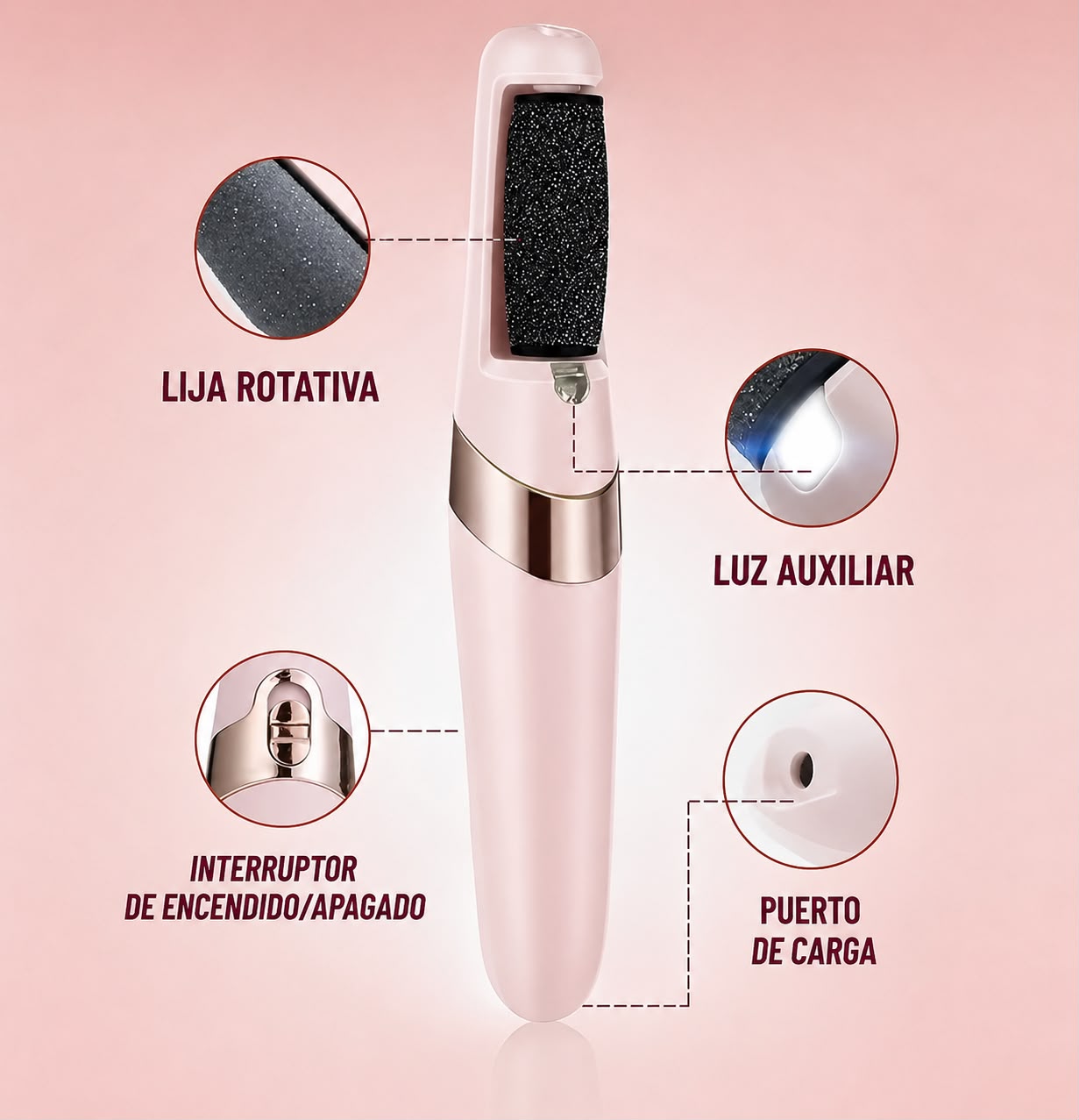 Lijador de pies eléctrico – Exfoliador para eliminar callos, pedicura portátil.