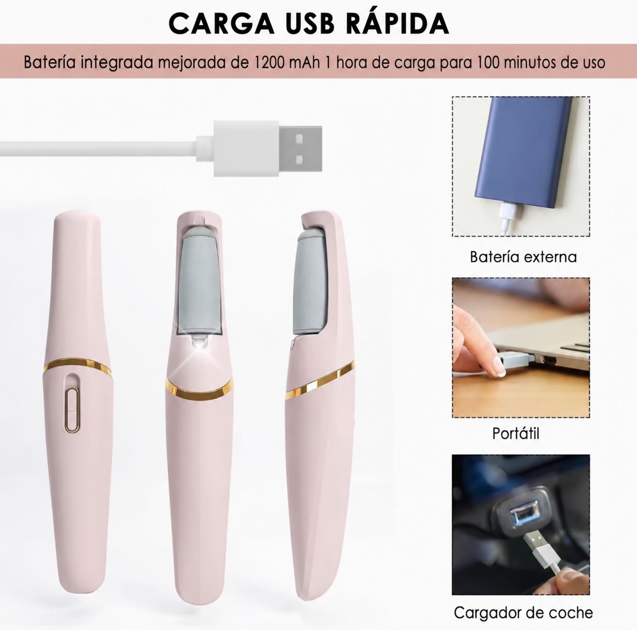 Lijador de pies eléctrico – Exfoliador para eliminar callos, pedicura portátil.